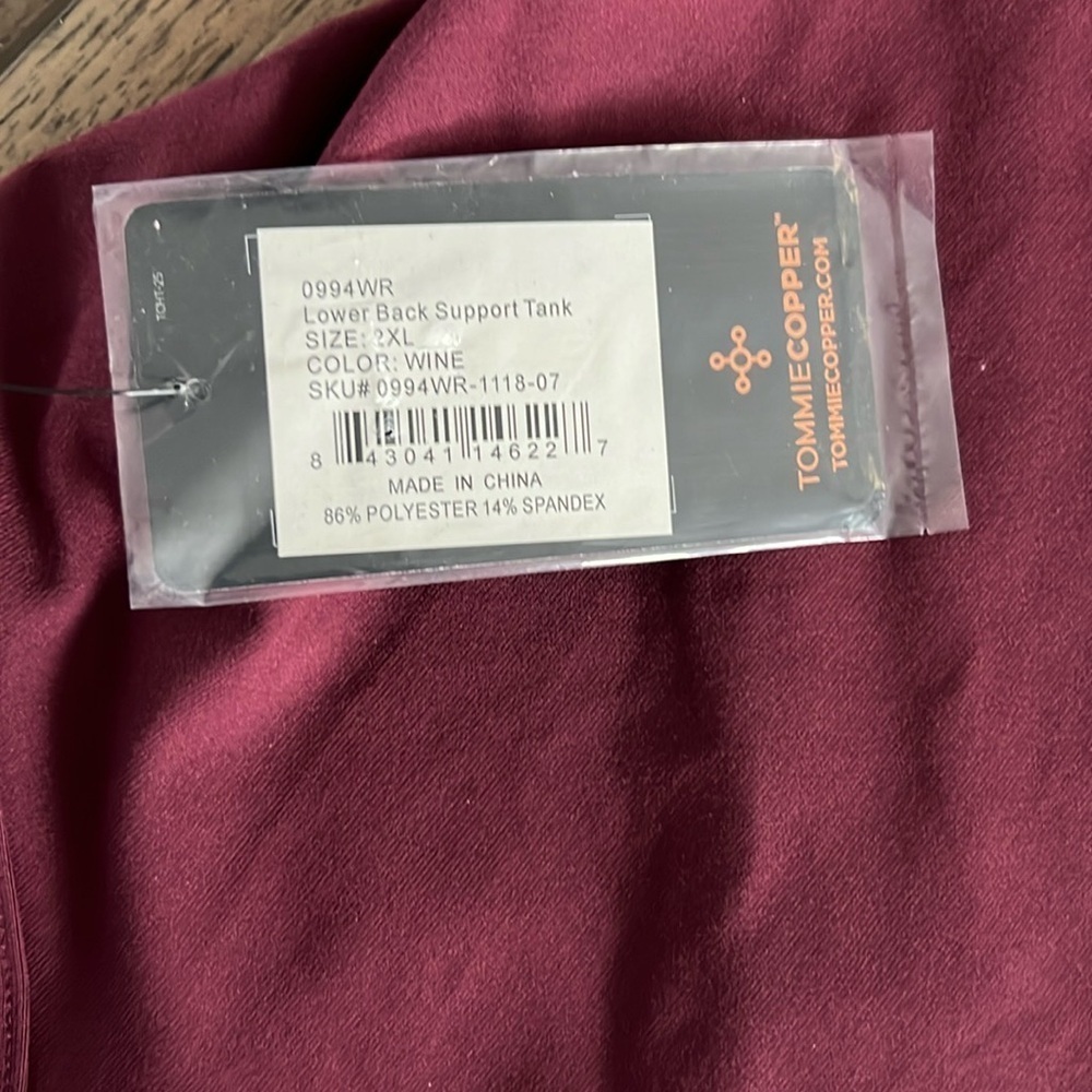 NWT Tommie Copper Womens Lower Back Support Tank Wine Size 2XL - Picture 8 of 13